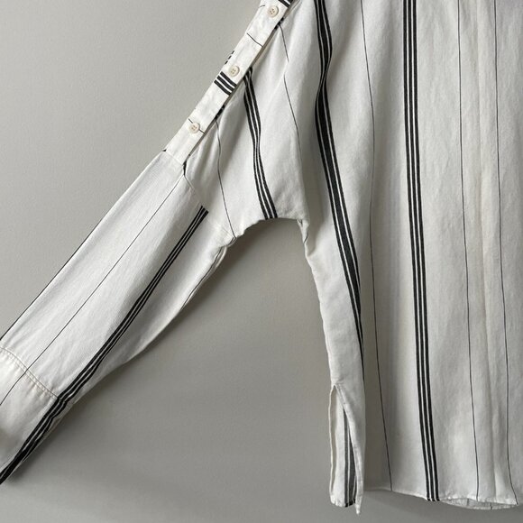 Tibi Striped Mock Neck Blouse Long Sleeve Casual White Black Small - Picture 8 of 11